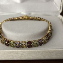 Multi Stone Sterling Silver Bracelet 