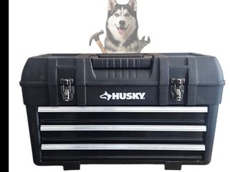 Husky Tool Chest Black 3 Drawer Tool Box w/ Top Storage Heavy Duty