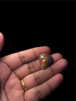 Natural black Ethiopian Opal 24.37 carat  Pear Cabochon 25.70x20.21mm gemstone