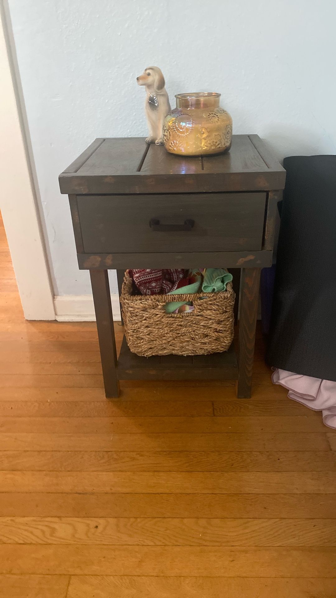 Rad Wooden Side Table With Drawer In Grey Finish