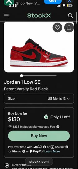 Jordan 1 Low SE Patent Varsity Red Black