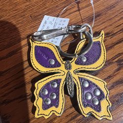 Genuine PRADA LEATHER BUTTERFLY KEYCHAIN