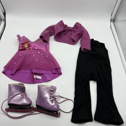 American Girl Doll Ice Skating 2 In 1 Outfit Retired Leotard Skates Cardigan 