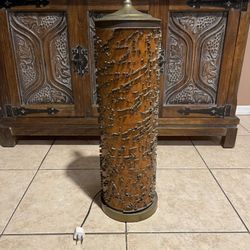 Antique Wooden Printing Roll Table Lamp MCM