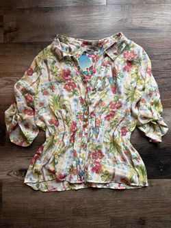 Cabana Women’s XL Button Up Blouse. BRAND NEW