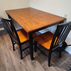 Wooden Dining Table With 3 Chairs