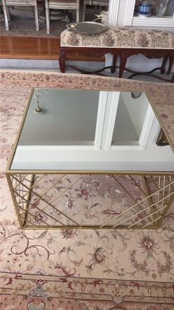 Gold Geometric Glass Coffee Table – Modern Glam Design