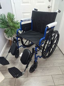 Drive Medical Blue Streak Lightweight Wheelchair with elevated leg rests, 20" Seat