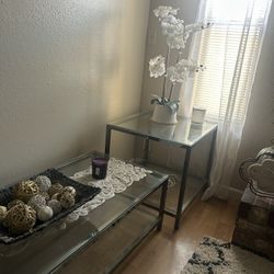 Glass Coffee Table And Two Glass Side Tables 
