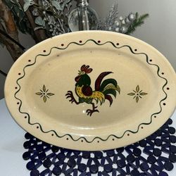 Metlox California Provincial  Serving Platter Poppytrail Rooster Oval Set Of 2