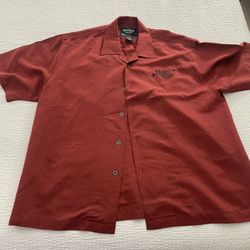 Large Hard Rock Cafe & Casino Biloxi Button Up Short Sleeve Shirt Red