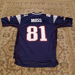 Randy Moss New England Patriots Reebok  NFL 2007 Navy Throwback Jersey Size XL

