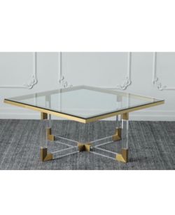 BEAUTIFUL LUCITE AND BRASS COFFEE TABLE