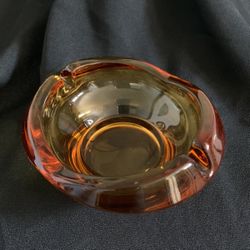 Vintage amber glass ashtray