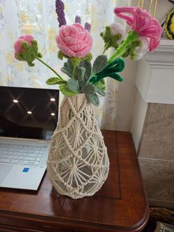 Vase Glass and Fabric 12", New