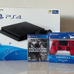 Factory-Sealed PS4 Slim Console Bundle, Low Firmware