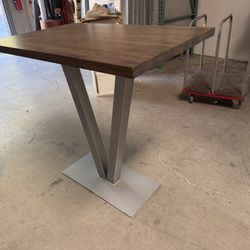 Custom Modern Solid Wood Dining Table With Metal Base