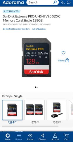 Sandisk 128gb v90 sd card, SanDisk Extreme PRO UHS-II V90 SDXC Memory Card Single 128GB