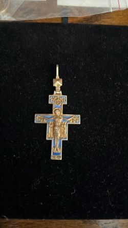 Russian imperial silver gold washed enameled cross