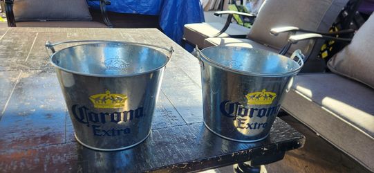 Two Galvanized Metal Corona EXTRA Buckets