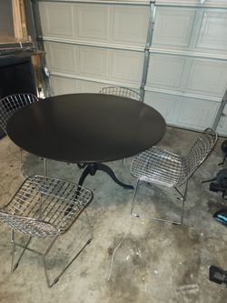 Outdoor metal table with chairs