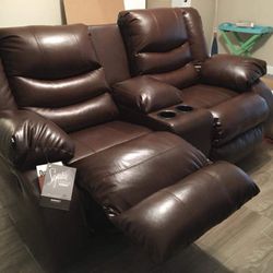 Dark Brown Reclining Sofa, Loveseat 💚No Needed Credit Check 💛 $39 Down Payment with Financing