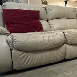 Sectional Sofa Beige Leather