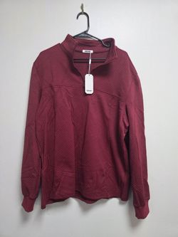 Coofandy Burgundy Quarter-Zip Textured Pullover
