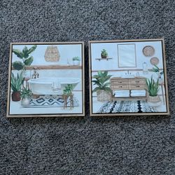 Bathroom Plant Decor Art 