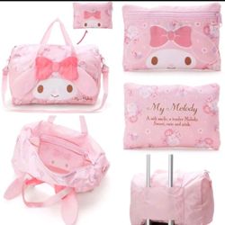 ☆Brand New ☆IMPORTED☆ Hello Kitty My Melody Foldable Travel Luggage Trolley Tote Crossbody Duffle Bag Purse
