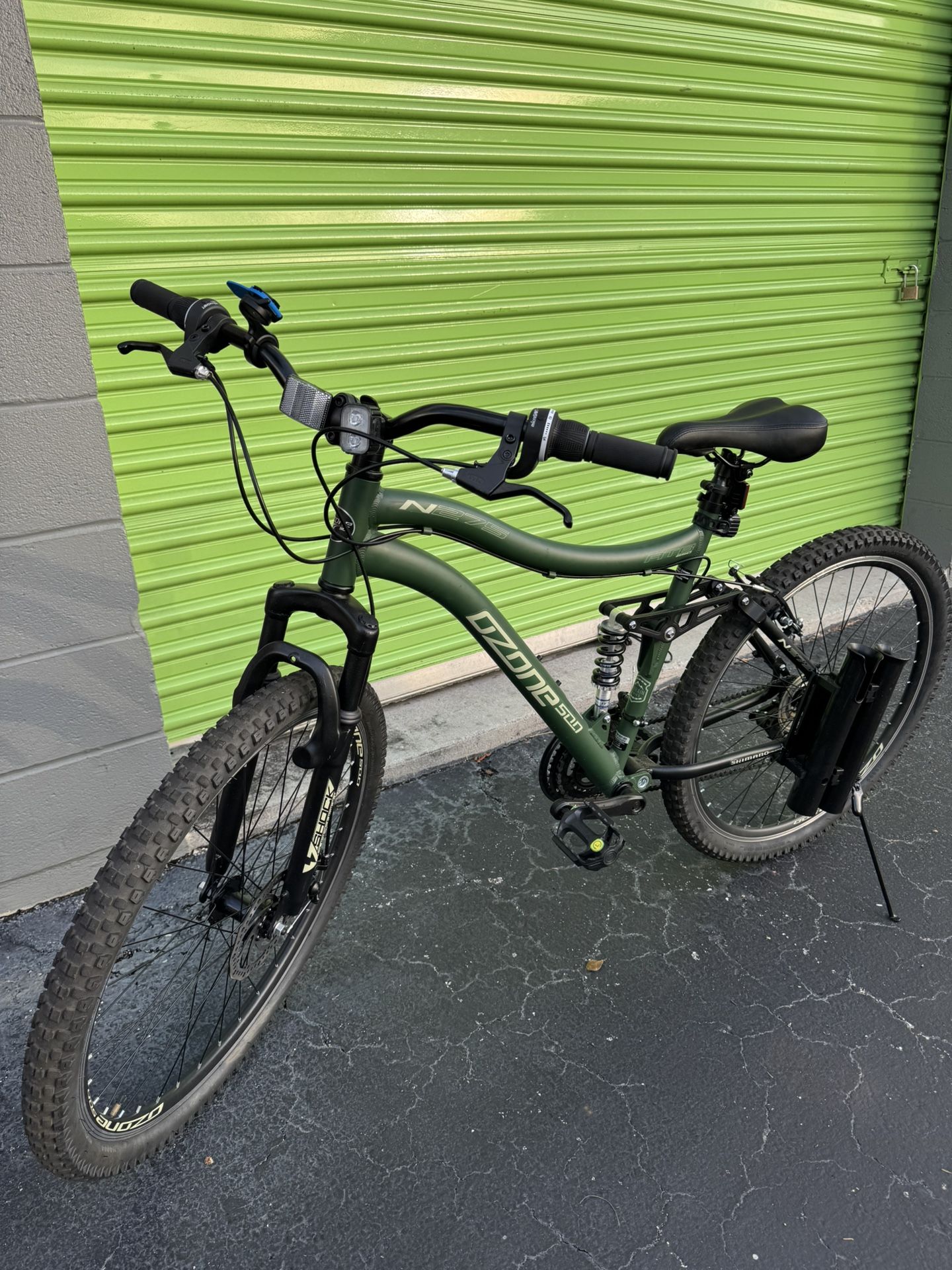 Mountain Bike Ozone 500 N275 Dual Suspension Green Fishing setup - Like new