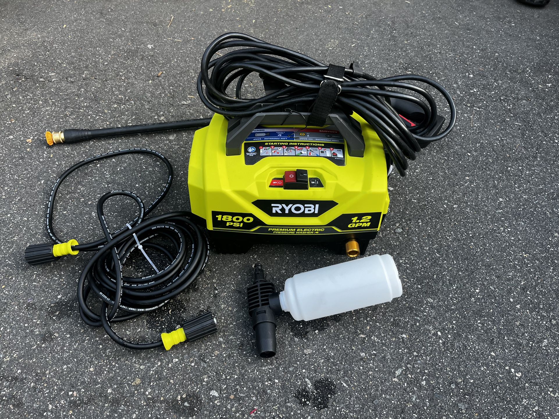 Ryobi pressure washer 1800 psi electric