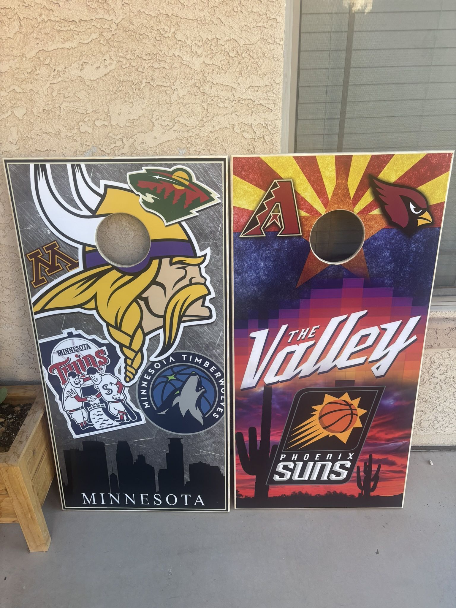 Custom Cornhole Boards – Minnesota & Arizona Sports Theme