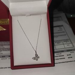 14 Karat White Gold Butterfly Necklace 