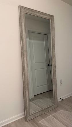 Gray Wood Floor Mirror