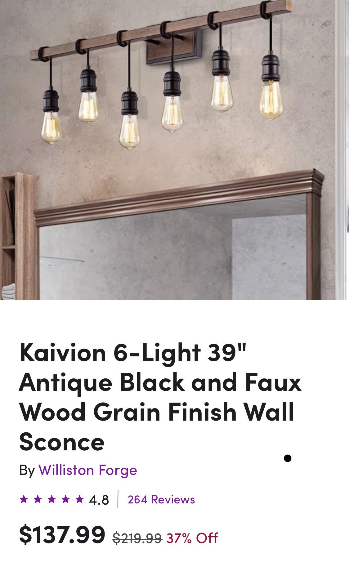 New bathroom light. Rustic.