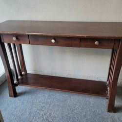 Walnut Wood Table Credenza with 3 Drawers (51" x 18")