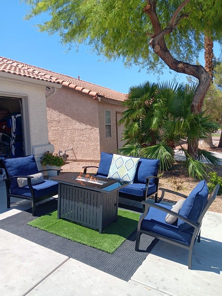 Patio Set Fire Pit And Furniture Set With Cushions