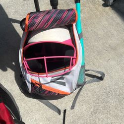 Girls Softball Bag w/ Helmet & Bat