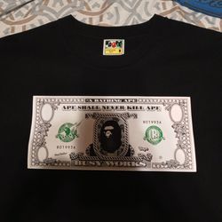 Brand Nee With Bag  A Bathing Ape Dollar Bill Shirt Medium