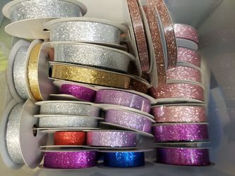 Lot Of Glitter Ribbons Rose Gold, Silver & more