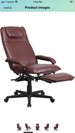 High Back Burgundy LeatherSoft Executive Reclining Ergonomic Swivel Office Chair with Arms