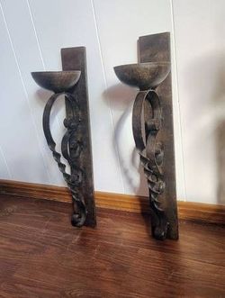 21 In Spiral Twist Column CBK Rustic Wall Sconce Iron Candle Holders