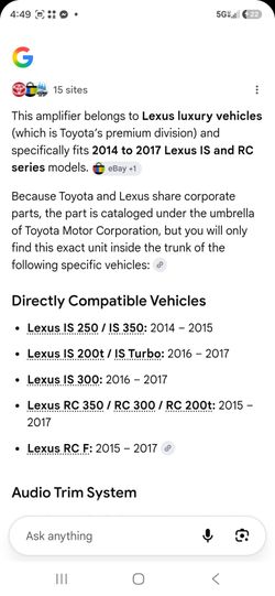 2016 Lexus  pioneer sound system amplifier