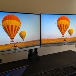 Dual 27" HP 27q QHD (2K) Monitor Setup + EVEO Gas Spring Dual Arm Stand