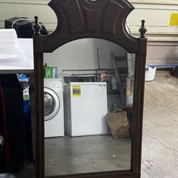 Large Dark Wood Wall Mirror 47.5” x 49” Decorative Frame