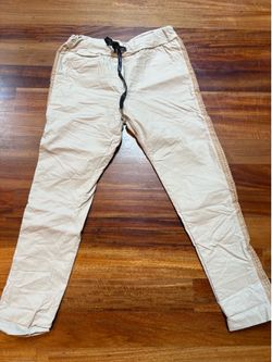 Brand New Venti6 Made in Italy Beige Jogger Pants Braided Side Trim Size Large