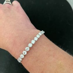 6 Carat Lab Created Diamond Bangle Bracelet 925 Sterling Silver 6.5” Passes Diamond Tester