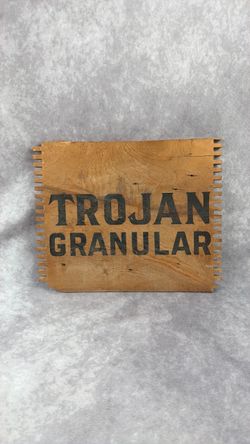 Vintage Style Rustic Wood Trojan Granular Sign Panel Farmhouse Decor