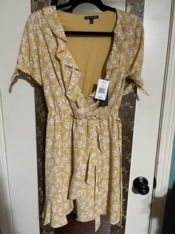 New Yellow Floral Print Dress